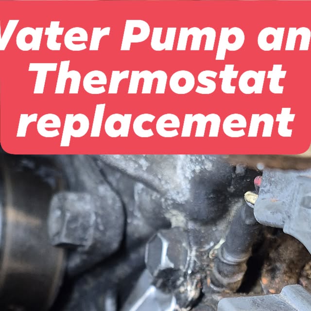 Engine repair close-up for water pump and thermostat replacement